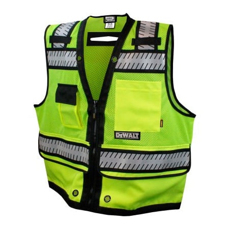 Radians 100% high visibility polyester mesh with solid twill pockets, Zipper Closure, Green, Size 3X DSV521-3X